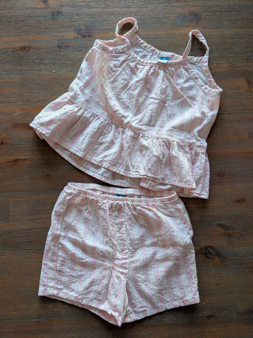 Old Navy Pink & White Striped Tank Top and Shorts Matching Set